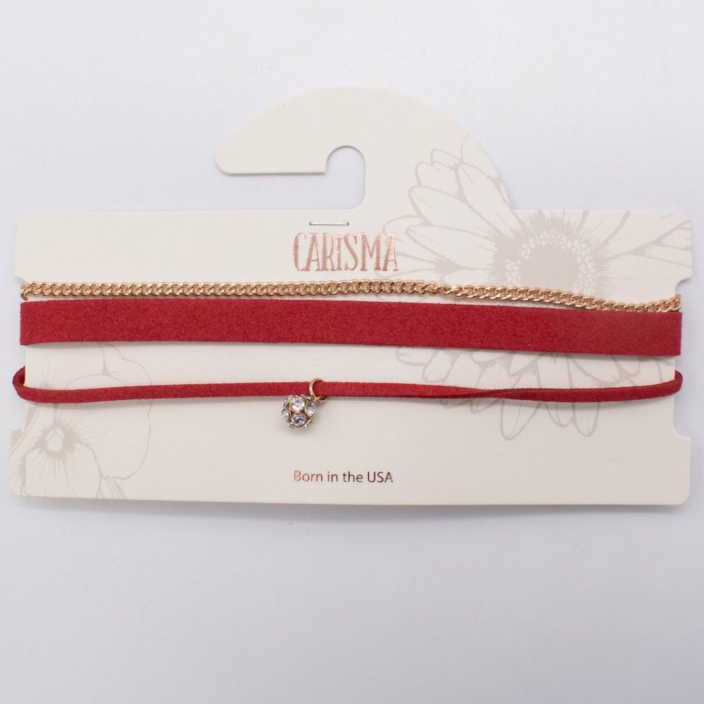 Carisma Women's Red and Gold Tone Chain Choker Necklace